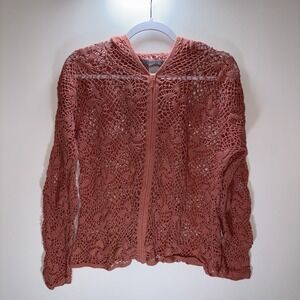 Y2K Modern Soul Women's Coral Crocheted Top Size XL Boho Coastal Chic Cottage